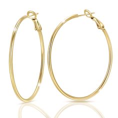 PRICES MAY VARY. 【Durable Sturdy & Non Tarnished -High Quality】This large gold hoop earrings is made of high-quality titanium steel metal, with a polished surface that looks more shiny. The large gold hoops is not only sturdy, but also make you to wear it for a long time without fading, non tarnish 【Lightweight Hypoallergenic for Comfortable Wear】The big gold hoop earrings weighs 3.56g and is specially designed for those who love lightweight earrings. big gold hoop earrings for women is nickel-f Big Gold Hoop Earrings, Large Gold Hoop Earrings, Gold Earrings For Women, Earrings Big, Tarnished Jewelry, Big Hoop Earrings, Hoops Earrings, Lightweight Earrings, Large Hoop Earrings