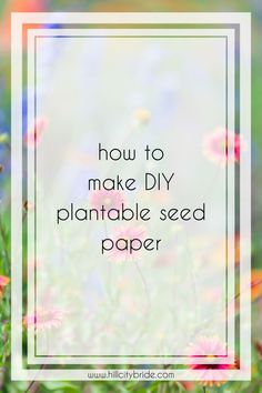 flowers with the words how to make diy plantable seed paper in front of it