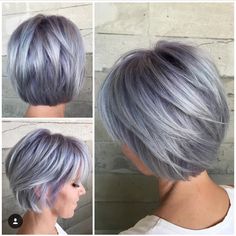 Chopped Haircut, Κούρεμα Bob, Silver Hair Color, Short Grey Hair, Lavender Hair, Short Choppy Hair