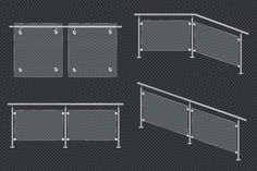 four different types of railings and dividers on a black background with white text