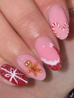 Red Christmas Nails, Cute Christmas Nails, Christmas Nails Easy, Christmas Gel Nails, Girly Acrylic Nails, Her Nails, Christmas Nails Acrylic, Cute Gel Nails, Red Nail