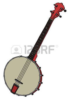 a red and white musical instrument on a white background, with clipping space for text