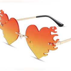 On Fire Heart Sunglasses Never Worn, In Original Packaging Bundles Welcome Any Questions Please Ask Open To Reasonable Offers Cute Sunglasses Aesthetic, Fire Sunglasses, Halloween Sunglasses, Sunglasses Shein, Fun Sunglasses, Shein Accessories, Sunglasses Aesthetic, Red Heart Necklace, Circle Sunglasses