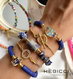 Bohemian Chic Jewelry, Layered Bangles, Boho Chic Bracelets, Lapis Stone, Layered Bracelet, Chic Bracelet, Blue Lapis, Layered Bracelets, Evil Eye Bracelet