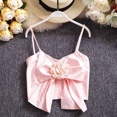 Commodity: TopSuitable for the crowd: womenColor: photo colorLength: sleevelessF-PDD Cami Top Outfit, Korean Clothes, Knot Bow, Front Crop Top, Korean Fashion Dress, Wardrobe Inspiration, Bow Knot, Short Vest, Reference Photos