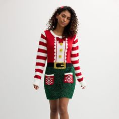 This warm and festive sweaterdress is perfect for your next holiday party or family gathering! This warm and festive sweaterdress is perfect for your next holiday party or family gathering! FEATURES Crewneck Long sleeves Drop-shoulder sleeves UnlinedFIT & SIZING 32-in. length from shoulder to hem No closure - pullover styling Classic fitFABRIC & CARE Acrylic Machine wash delicate Imported Size: X Small. Color: Red Elf. Gender: female. Age Group: kids. Next Holiday, Family Gathering, Holiday Party, Shoulder Sleeve, Pullover Styling, Drop Shoulder, Sweater Top, Fabric Care, Gender Female