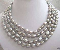 Find ideas๏ฟฝand inspiration for Super Long 100 Inches Natural 9-10mm Baroque Silver Freshwater Pearl Necklace, Fashion Jewelry Gray Pearl Necklace, Grey Pearl Necklace, Cultured Pearl Necklace, Baroque Pearl Necklace, Semi Precious Beads, Freshwater Pearl Necklace, Freshwater Pearl Necklaces, Pearl Grey, Fashion Jewelry Necklaces