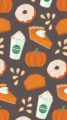 an iphone screen with pumpkin pies and donuts on it, which is being viewed in the app