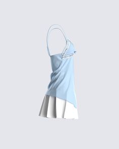 Make any day 10x cuter with this 2 piece set ✨ Featuring a baby blue chiffon cami top, and a white pleated tennis skirt - this fit gives off the ultimate sweet and playful vibes 💙 Blue Mini Tennis Dress For Spring, Blue Pleated Tops For Summer, Blue Pleated Summer Tops, Blue Mini Length Tennis Dress For Spring, Summer Tennis Dress With Pleated Skirt, Summer Blue Mini Tennis Dress, Casual Blue Tennis Dress For Spring, Pleated Tennis Dress For Summer, White Pleated Tennis Dress For Summer