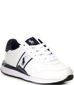 From Polo Ralph Lauren&#x2C; the Boys' Train 89 Sport Jogger Sneakers feature:Synthetic and fabric upperFabric liningLace up closureLightly cushioned insole for added comfortRubber outsoleImported. Casual White Running Shoes For School, White Low-top Running Shoes For School, White Lace-up Running Shoes For School, Joggers Shoes, Classic American Style, Polo Pony, Ralph Lauren Kids, Ralph Lauren Boys, Ralph Lauren Collection