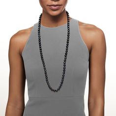 Ross-Simons - 9.5-10.5mm Black Cultured Pearl Necklace, 14kt Yellow Gold. 36". Our customers rave about this necklace for its classic-meets-bold aesthetic! 9.5-10.5mm black cultured freshwater pearls are individually tied and finished with a 14kt yellow gold fishhook clasp to create a timeless addition to your jewelry box. Black pearl necklace. Pearl birthstones are the perfect gift for June birthdays. Pearl Birthstone, Tahitian Pearl Necklace, Black Pearl Necklace, Cultured Pearl Necklace, Fine Jewelery, Necklace Chain Lengths, Necklace Pearl, Bare Necessities, Tahitian Pearls