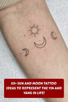 the sun and moon tattoo ideas to represent the yin and yang in life on someone's arm