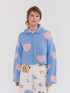 Lazy Oaf Love Me Forever Zip Up Cardigan Zip Up Cardigan, Love Me Forever, Fashion Wishlist, Blue Cardigan, Knitted Cardigan, Kawaii Fashion, Love Me, Zip Up