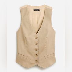 Refresh Your Office-Outfit Rotation With This Modern Take On The Waistcoat, With A Flattering V-Neckline And A Tailored, Button-Up Silhouette. Pair This With A Comfy Tee Or Button-Up Or Wear It On Its Own. Plus, It's Made With Easy-To-Move-In Stretch Linen That Keeps You Cool And Looks Sharp All Day Long (Think: Minimal Wrinkling). This Style Is Also Made With A Plant-Based Sorona Polymer That Uses Less Energy And Emits Fewer Greenhouse Gases During Processing. 67% Linen/33% Sorona Bio-Polyester Classic Vest With Lapel Collar For Fall, Classic Vest For Workwear In Fall, Classic Vest For Work In Fall, Classic Workwear Vest For Fall, Classic Notch Lapel Vest For Fall, Tailored Vest For Fall Workwear, Classic Beige Vest For Work, Winter Workwear Vest With Notch Lapel, Classic Beige Vest For Workwear