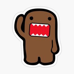 a brown monster with red teeth sticker