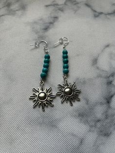 Handmade Silver western style sun earrings with turquoise beads Sun Earrings, Turquoise Beads, Western Style, Handmade Silver, Western Fashion, Jewelry Earrings Dangle, Dangle Drop Earrings, Dangle Earrings, Etsy Accessories