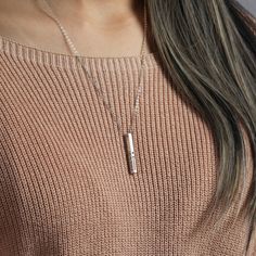 "♥ Bar Name Necklace ♥ Come with a silver bar, this customized necklace can be 1, 2, 3 or 4 sides engraved which makes it a perfect gift for you mother, sister, or the loved one. P R O D U C T ∙ I N F O * Material: Solid 925 Sterling Silver * Finishing: Silver - Yellow Gold - Rose Gold * Necklace length: You can choose up to 24 inches * Up to 4 names & birthstones * The bar measures approximately 1 1/4\" x 5/32'' (32mmx4mm) H O W * T O * O R D E R 1. Select the drop-down option you want 2. P Silver Name Necklace With Rectangular Pendant For Gift, Silver Custom Name Bar Necklace For Anniversary, Silver Rectangular Pendant Bar Necklace For Personalized Gift, Silver Name Necklace With Engraved Text For Gift, Mother's Day Silver Bar Necklace With Name, Personalized Silver Bar Necklace With Rectangular Pendant, Silver Engraved Bar Necklace For Anniversary, Personalized Silver Bar Necklace As A Gift, Personalized Silver Bar Necklace For Gift