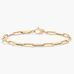 Slim links give this yellow gold bracelet a modern edge, and add to its layering potential.  Made in 14k Italian yellow gold. Gold Bracelet For Women Classy, Rose Gold Bracelet For Women, Paperclip Bracelet, 14k Rose Gold Bracelet, Rose Gold Bracelet, Yellow Gold Bracelet, Blue Nile, Metal Bracelets, Paper Clip