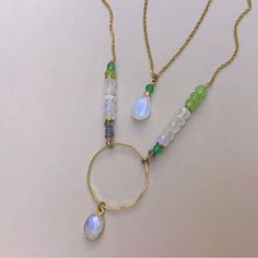 New Gorgeous Layered Handcrafted Exclusive Necklace 18”-26”L 18k Gold Plated Natural Genuine Real Moonstone Rainbow Hue, Green Peridot, Fire Flash Gray Labradorite, Green Emerald, Oval Moonstone Wrapped In Gold Bezel, Irregular Gold Plated Circle. Handcrafted In Us Item Please Review My Other Handcrafted Jewelry On Sale. Additional 10% Discount With Bundle Fast Shipping Bohemian Moonstone Birthstone Necklace, Artisan Gold Moonstone Necklaces, Artisan Gold Moonstone Necklace, Gold Faceted Moonstone Necklaces, Gold Fusion Moonstone Jewelry, Gold Fusion Style Moonstone Jewelry, Handmade Gold Crystal Necklace For May Birthstone, Gold Moonstone Gemstone Beads Necklace, Gold Moonstone Necklace With Gemstone Beads