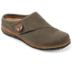 Offering supreme comfort with an easy-going vibe, these slip-on clogs pair perfectly with all your laid-back looks. From Earth Brands Footwear. Comfortable Slip-on Mules With Rubber Sole, Casual Slip-on Slippers With Removable Insole, Casual Closed Toe Slides With Rubber Sole, Comfortable Slip-on Closed Toe Slides, Comfortable Closed Toe Slip-on Slides, Casual Synthetic Mules With Cork-bed Midsoles, Comfortable Cushioned Round Toe Mules, Outdoor Slip-on Mules With Cushioned Footbed, Everyday Clogs With Cushioned Footbed