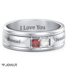 a wedding ring with the words i love you and an image of a princess on it