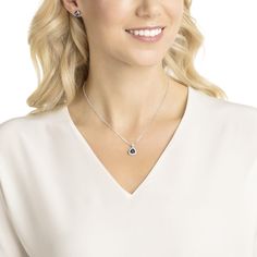 Offer the perfect gift with this timeless and elegant jewelry set, which includes a beautifully crafted pendant on a chain and a matching pair of pierced earrings. Easy to mix and match with your other Swarovski pieces, the rhodium-plated design shines with triangular gray crystals framed with pavé for extra sparkle. The ideal ensemble for any occasion, they’ll be worn again and again. Gray Crystals, Again And Again, Black Rhodium, Pierced Earrings, Elegant Jewelry, Mix And Match, Earings Piercings, Rhodium Plated, Jewelry Set