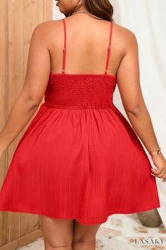 Lasaky - Chic Solid Backless V-Neck Sling Dress for Curvy Women Dress For Curvy Women, Dress For Plus Size Women, Dress For Plus Size, Sling Dress, Home Dress, Plus Size Dress, Wholesale Fashion, Olivia Mark, Vest Dress