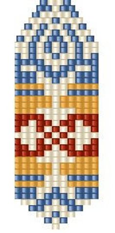 a cross stitch pattern with an orange, white and blue design on it's side