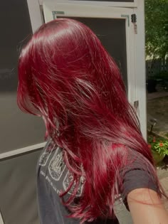 Cherry Red Hair Color, Vibrant Hair Color, Red Hair Color Ideas, Cherry Red Hair, Wine Red Hair, Red Hair Inspo, Cherry Hair, Hair Color Streaks