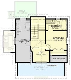 the floor plan for this modern house shows the living room and bedroom areas, as well as the kitchen