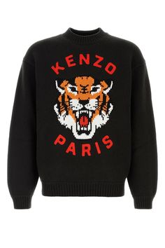 Wool Or Fine Animal Hair->wool, 93% Natural (veg)->cotton, 6% Synthetic->nylon, 1% Kenzo Sweater, Lucky Tiger, Cotton Jumper, Knitwear Men, Wool Blend Sweater, Knitwear Women, Black Wool, Shirts & Tops, Giorgio Armani