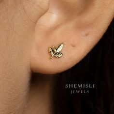 Tiny Leaf Stud Earrings, Gold, Silver SHEMISLI SS187 LR - Shemisli Jewels Save Trees, Stud Earrings Gold, The Leaf, Gift For Birthday, Dainty Earrings, Gold Earrings Studs, Birthday Anniversary, Earrings Gold, Solid 925 Sterling Silver