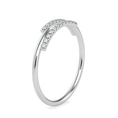 Stamped: 14K Total Ring Weight: 1.2 Grams Diamond Weight: 0.11 Carat (F-G Color, VS2-SI1 Clarity) 1.1 Millimeters Diamond Quantity: 22 SKU: [601954] Modern 14k White Gold Rings With Single Cut Diamonds, Formal Sterling Silver Half Eternity Diamond Ring, Luxury White Gold Double Band Rings, Modern White Gold Bypass Ring For Formal Occasions, Modern 14k White Gold Diamond Ring In Yellow Gold, Modern Diamond Double Band Ring, Sterling Silver Half Eternity Ring For Formal Occasions, Formal Sterling Silver Half Eternity Ring, Timeless Double Band Anniversary Rings