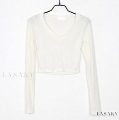 Lasaky - Sexy and Form-Flattering Long-Sleeve Shirt with Low-Cut Neckline and Tight Fit Sleeve Stencil, Low Cut Top, Top With Long Sleeves, Low Neckline, Fitted Blouses, Slim Fit Top, Designer Shorts, Sleeveless Vest, Denim Outfit