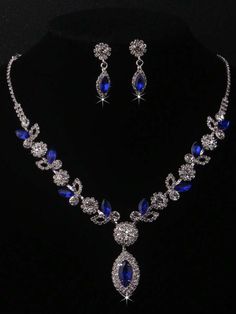 Free Returns ✓ Free Shipping✓. Necklace & Earrings Set, Deluxe Blue Rhinestone Inlaid Claw Chain Jewelry Set For Bride, Women's Wedding Dress Accessories, Stage Performance Ornaments- Women Jewelry Sets at SHEIN. Jewelry Set For Bride, Royal Blue Jewelry, Performance Outfits, Womens Wedding Dresses, Prom Ideas, Wedding Dress Accessories, Women's Jewelry Sets, Stage Performance, Blue Jewelry