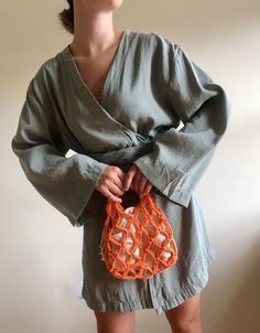 Orange Handbag, Neon Bag, Crochet Handbag, Rope Bag, Statement Bag, Macrame Bag, Crochet Bags, Crochet Handbags, Mesh Bag