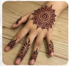 a person's hand with henna tattoos on it