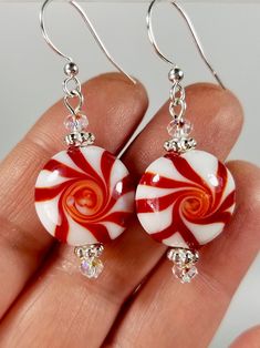 Red and White Peppermint Earrings Christmas Jewelry | Etsy Peppermint Earrings, Holiday Beaded Jewelry, Christmas Jewelry Diy, Bead Drop Earrings, Bead Dangle Earrings, Bijoux Fil Aluminium, Beaded Earrings Diy, Diy Jewelry Inspiration, Beaded Drop Earrings