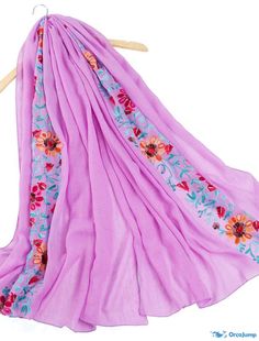 OrcaJump - Womens Plain Embroidered Floral Viscose Shawl Scarf from Indian Bandana Print Cotton Scarves and Wraps Soft F Pink Dupatta For Summer Festival, Bohemian Dupatta With Embroidered Border For Spring, Bohemian Floral Embroidered Dupatta For Summer, Bohemian Floral Embroidered Summer Dupatta, Embroidered Pink Dupatta For Summer, Summer Bohemian Floral Embroidered Dupatta, Summer Dupatta With Multicolor Embroidery, Traditional Pink Embroidered Summer Fabric, Traditional Pink Embroidered Fabric For Summer