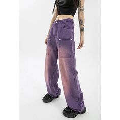 Discover Your New Favorite Jeans Step into style with our High Waist Purple Wide Leg Jeans, the perfect blend of vintage flair and modern streetwear. Crafted with care, these jeans combine the timeless appeal of denim with a chic and contemporary silhouette, making them a must-have in any fashion-forward wardrobe. Key Features Material: Premium blend of cotton and polyester for comfort and durability. Style: Trendy wide-leg pants with a high waist design. Decorations: Elegant button details and Purple Wide Leg Jeans, Purple Wide Leg, American Streetwear, Modern Streetwear, Cardigan Sweater Vest, Jean Large, Stylish Blouse, Simple Tees, Pantalon Large