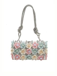 Indulge in luxury with the Aura Diamond & Floral Embroidered Shoulder Bag. Made with high-quality acrylic florals, this bag boasts a fairy style that is both French and romantic. The perfect accessory for good girl things, this bag is sure to add an extra playfulness to your outfit. Aura Diamond & Floral Embroidered Shoulder Bag Luxury Acrylic Florals Fairy Style, French Style Romantic, Cute, Playfull Good Girl Things Shoes & Bags Collection Sequin Accessories, Diamond Bag, Fancy Purses, Embroidered Shoulder Bag, Acrylic Bag, Fairy Style, Sequin Mini Skirt, Diy Bag Designs, Floral Heels