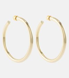 Natasha 14kt gold-plated hoop earrings in gold - Jennifer Fisher | Mytheresa Jeniffer Fisher Jewelry, Jennifer Fisher Jewelry, Cropped Faux Fur Coat, Jennifer Fisher, Earrings In Gold, Fine Jewellery Earrings, 14kt Gold, Leather Pumps, Ear Piercings