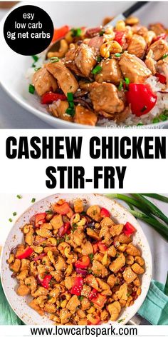 cashew chicken stir - fry is an easy and healthy dinner that's ready in under 30 minutes