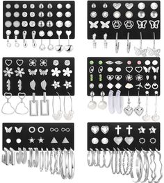 PRICES MAY VARY. ✿Silver Stud Hoop Earrings✿ Totally 84 pairs of earrings to choose from,including stud earring sets, hoop earring sets, and drop dangle earring sets.These earrings match all your outfits, whether formal or casual, making you new look every day. ✿Premium Material✿ Our silver stud hoop earrings are made of premium alloy material, lightweight and durable. The surface is highly polished, glossy and will not scratch your skin, lead free and nickel free, hypoallergenic to wear. ✿Perfe Earring Sets, Earrings Design, Stylish Glasses, Hoops Earrings, Hoop Earring Sets, Fine Craft, Gold Stud Earrings, Jewelry Images, Gold Stud