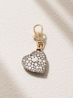 Lucy Delius' jewelry is designed to "sit seamlessly with items you already own" - this heart-shaped pendant can be attached to your favorite necklace or bracelet. Inspired by Victorian pocket watches and suspended from a signature Albert clip, it's handcrafted from rhodium-plated 14-karat recycled gold and frosted with sparkling pavé diamonds in an array of sizes. Luxury Yellow Gold Charms For Anniversary, Elegant 14k Gold Heart Charm, Timeless Silver Heart Jewelry, Elegant Pendant Charms For Anniversary, White Gold Pendant Charms For Anniversary, Luxury White Gold Heart Cut Jewelry, Luxury Heart-shaped Jewelry With 17 Jewels, Luxury Yellow Gold Jewelry With Heart Charm, Elegant White Gold Heart Pendant Charm