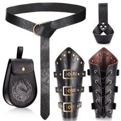 PRICES MAY VARY. Knight Accessories Set: Including 1 renaissance belt, 1 ren faire pouch, 2 arm guards and 1 sword holster, a complete set to meet your Halloween knight or viking dress up needs Medieval Belt Pouch: Made of premium faux leather and alloy, lightweight, durable; the belt is 1.6" wide, 60" long, with adjustable O closure, fit for most people, the pouch is 8.7"*4.3" in size Adjustable Arm Bracers: Classic retro renaissance style to enhance any medieval themed outfit; 9.8" long, 8.7" Ren Faire Pouch, Adjustable Medieval Costume Accessories For Cosplay, Viking Belts, Knight Accessories, Medieval Belt Pouch, Pirate Cutlass, Arm Bracers, Arm Guards, Viking Belt