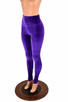 Purple Stretch Velvet High Waist Leggings - 155464 Stretch Full Length Purple Pants, Purple High Waist Stretch Leggings, Purple Fitted Full-length Tights, Purple Fitted Full Length Tights, Fitted Full Length Purple Tights, Purple Fitted High Waist Leggings, Purple High-waisted Fitted Leggings, Purple High Waist Fitted Leggings, High Stretch Full Length Purple Leggings