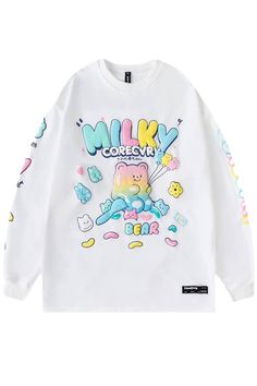 Milky Cute Gummy Bear Sweatshirt for Women Aesthetic Clothes Shop, Cute Gummy Bear, Yume Kawaii, Hoodie Hood, Bear Sweatshirt, Egirl Outfits, Sweatshirt Aesthetic, Free Aesthetic, Aesthetic Gift