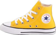 Yellow Converse High-top Sneakers With Rubber Sole, Casual Mustard Sneakers With Round Toe, Mustard Casual Sneakers With Round Toe, Yellow Converse High-top Sneakers, Yellow High-top Converse Sneakers, Yellow Low-top Converse Sneakers, Yellow Converse Low-top Sneakers, Mustard Converse Sneakers For Streetwear, Yellow Converse Sneakers