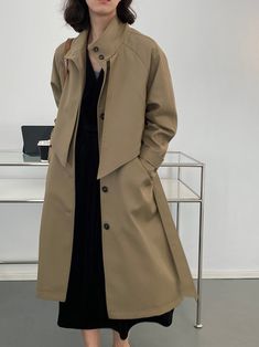 Designed Winter Long Overcoat for Women – STYLEGOING Chic Plain Outerwear For Fall, Chic Plain Fall Outerwear, Chic Plain Outerwear For Work, Chic Plain Spring Outerwear, Plain Long Outerwear For Work, Long Plain Outerwear For Spring, Long Overcoat For Women, High Neck Pattern, Overcoat For Women